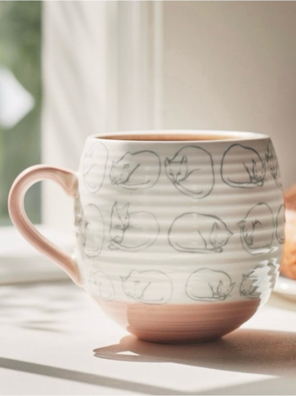 Leah Reena Goren Handpainted Cozy Cat Stoneware Mug